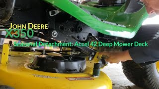 Remove Mower Deck from John Deere X350 for Winter [upl. by Langelo]