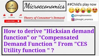 quotHicksian demand functionquot or quotCompensated Demand Function quot From quotCES Utility function quot [upl. by Atolrac819]