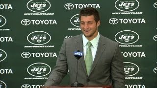 Tim Tebow Has First Press Conference as a Jet [upl. by Zat344]