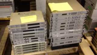 SatBBC  Video in warehouse showing Pallets of Used Satellite communication equipment for sale [upl. by Eirahcaz431]