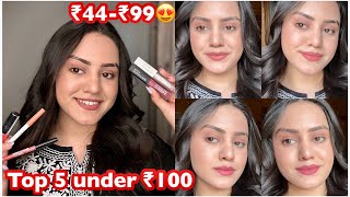 Top 5 lip products under ₹100😍 Starting ₹44  Lipstick Lip gloss Lip liner  kp styles [upl. by Korfonta]