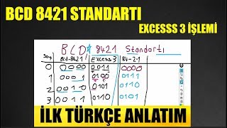 BCD 8421 STANDARTINI EXCESS 3 VE 8421 STANDARTINA ÇEVİRME İŞLEMİ [upl. by Ailekat]