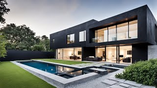 Modern Black Concrete House with Stunning Garden amp Front Yard Landscape Design [upl. by Arreyt]