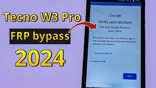 Tecno W3 Pro FRP lock bypass 2024tecno frpbypass frpremove [upl. by Nekal554]