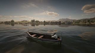 John relaxes in a rowboat outside Blackwater  4K  Relaxing RDR2 lake ambience [upl. by Nyrol504]