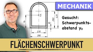 Flächenschwerpunkt zusammengesetzte Fläche  Halbkreisfläche  Schwerpunktslehre [upl. by Fotinas]