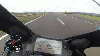 Yamaha R3 top speed 210 GPS [upl. by Ynamrej577]