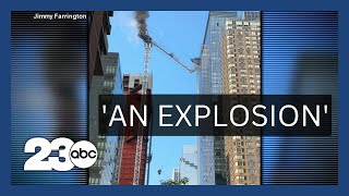 Video shows moments after NY crane catches fire [upl. by Nnayllek971]