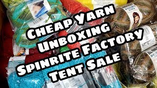 Yarn Unboxing  Cheap Yarn from Spinrite Factory Outlet Tent Sale  Bag O Day crochet [upl. by Nwahsauq]