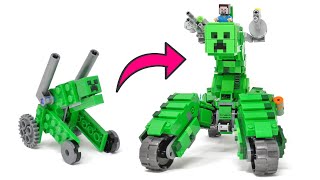 LEGO Minecraft Mutant Creeper Tank Upgrading My Sons Creation [upl. by Hultin]