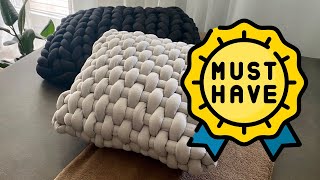 DIY 😍 How To Make Big Chunky Pillow  Braided Pillow Case IDEA  Throw Pillow Style  Cushion Design [upl. by Koralle]