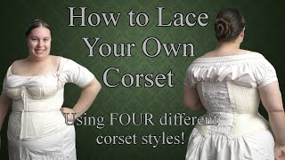 How to Lace Yourself in a Corset  A Historical Sewing Vlog [upl. by Enyehc]