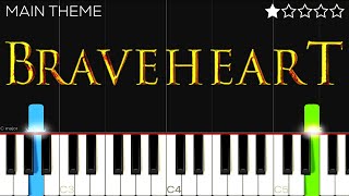 Braveheart Main Theme  James Horner  EASY Piano Tutorial [upl. by Sirak762]