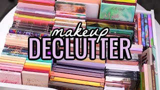 EYESHADOW PALETTE DECLUTTER 2022 CUTTING MY COLLECTION IN HALF [upl. by Whitelaw953]