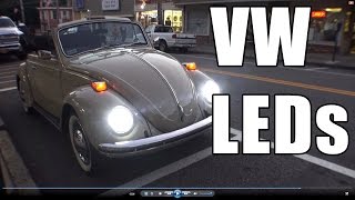 Classic VW BuGs How to Install LED Headlight Lighting Review Vintage Beetle Car [upl. by Asela]