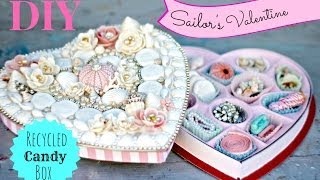 DIY Seashell Box Sailors Valentine with a recycled candy box [upl. by Alyse]