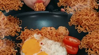 ASMR MUKBANG SPICY HOT NOODLES AND RICE BALLS🤤🔥🔥 [upl. by Cattima]