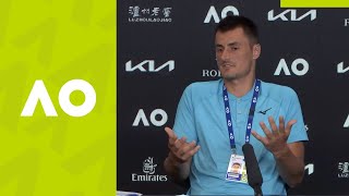 Bernard Tomic quotHe played unbelievablequot press conference 2R  Australian Open 2021 [upl. by Arev597]