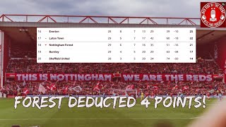 FOREST DEDUCTED POINTS  GO INTO RELEGATION ZONE  NOTTINGHAM FOREST PODCAST  PREMIER LEAGUE [upl. by Durwin533]