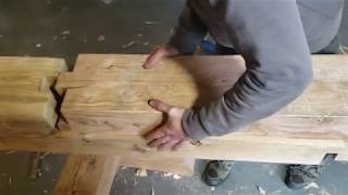 Japanese Carpentry Scarf Joint Kanawa Tsugi 金輪継 Test Fit [upl. by Artemahs]