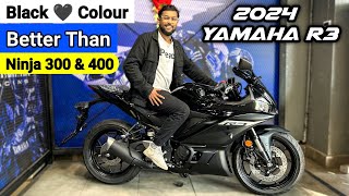 2024 Yamaha R3 Black Walkaround Review  On Road Price  Features Booking Waiting and Discount [upl. by Lacsap]