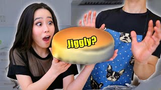 We tried making the most JIGGLY FLUFFY JAPANESE CHEESECAKE COUPLES COOKING CHALLENGE [upl. by Yasmar]