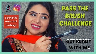 PASS THE BRUSH CHALLENGE  Simple Indian Makeup Tutorial  Trending TikTok Challenge Video BLOOPERS [upl. by Renaud]