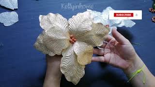 COMO HACER FLORES DE NAVIDADDIY HOW TO MAKE CHRISTMAS FLOWER MANUALIDAD POINSETTIA NOCHEBUENA [upl. by Ahcirt]