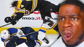 FIRST TIME EVER WATCHING HOCKEY NHL Hardest Hits Compilation reaction [upl. by Yetta815]