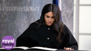 Duke and Duchess of Sussex pay respects to mosque victims at New Zealand House [upl. by Eidur981]