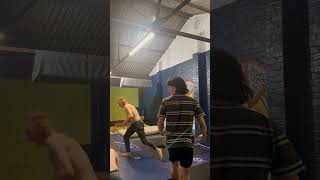 Trampoline backflip gone wrong Josh Molloys leg trapped in shocking incident [upl. by Yantruoc231]