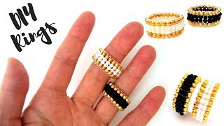 10 minutes DIY ring Beaded rings for beginners ring making tutorial [upl. by Ahsimet144]