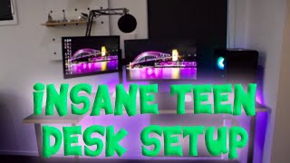 Insane Teen Desk Setup 2019  PC Peripherals Headphones and more  Levi Guyan [upl. by Madlen]