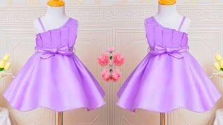 Asymmetrical Neck Box Pleated Belted Baby Frock Cutting and Stitching  Easy amp Beautiful Baby Frock [upl. by Terry384]