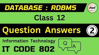 Database RDBMS  Important Question Answer  Unit 1 Information Technology IT Code 802 Class 12 Exam [upl. by Aenehs502]