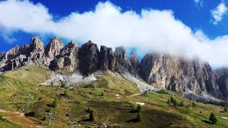 Drone and Hyperlapse of the Dolomite Mountains Passo Gardena and Gran Cir  June 2019 [upl. by Oznarol]