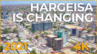 HARGEISA CITY IS CHANGING FAST 2021 BUSINESS DISTRICT Amazing Buildings and Malls 4K Drone PART 2 [upl. by Zurn]