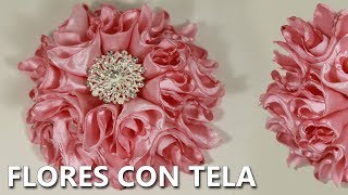 🌸🌸 LINDA FLOR HECHA CON TELA SATÍN EN 5 MINUTOS ¿PODRÁS HACERLA [upl. by Auginahs]