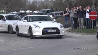 Supercars leaving car meet  Drifts Powerslides Aventador Speciale AMG [upl. by Annauqahs]