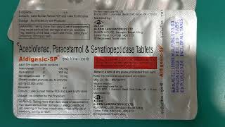 Aceclofenac Paracetamol and Serratiopeptidase Tablets Uses  Aldigesic SP Tablet [upl. by Anne]