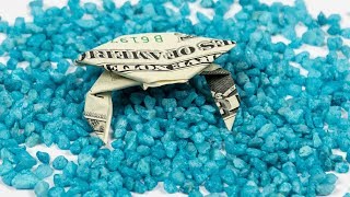 Money Origami Fish Tank 🦀 Dollar origami CRAB folding [upl. by Adnirak598]