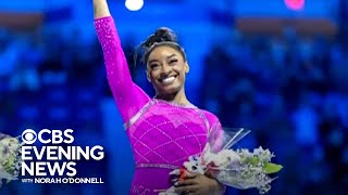 Simone Biles back in action with new floor routine at US Classic [upl. by Lledualc]