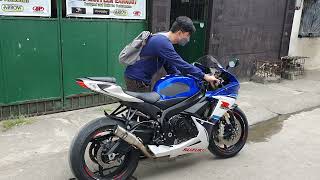 Suzuki Gsxr 750 with Akrapovic Oblique 61mm cat delete elbow sound check [upl. by Nessej]