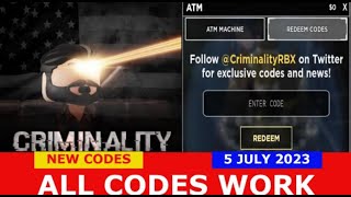 NEW UPDATE CODES Independence Day Update Criminality ROBLOX  ALL CODES  July 5 2023 [upl. by Torie]