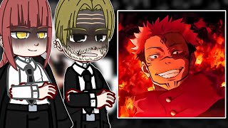 Chainsaw man React to Ryomen Sukuna  Jujutsu Kaisen  TikTok  Gacha React [upl. by Nylatsyrc911]