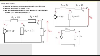 Exercice circuit électrique diviseur de tension théorème de Thévenin et lois de Kirchhoff [upl. by Adnof]