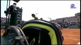 Rafael Nadal smiles after Matosevic knocked over his water bottles [upl. by Blader544]