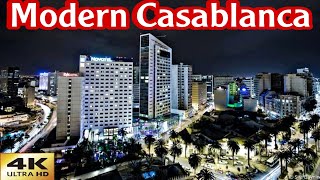 the best modern Casablanca tour by car at night ever 4k60fps جولة ليلية رائعة بالسيارة في كازا [upl. by Kassie]