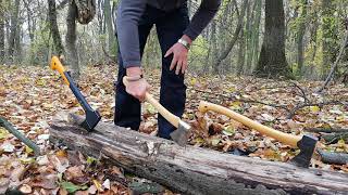 Fiskars X10 Urnieta și Gransfors Bruk scurt test de chopping [upl. by Aiykan628]