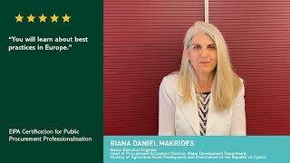 EIPA Testimonial  Public Procurement Professionalisation with Riana Daniel Makrides [upl. by Yole298]